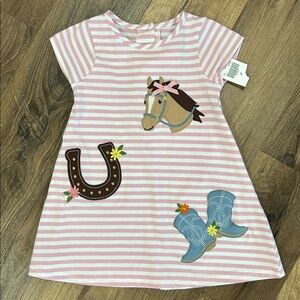 Goodlad Toddler Girl Horse Dress size 2T pink striped new with tag